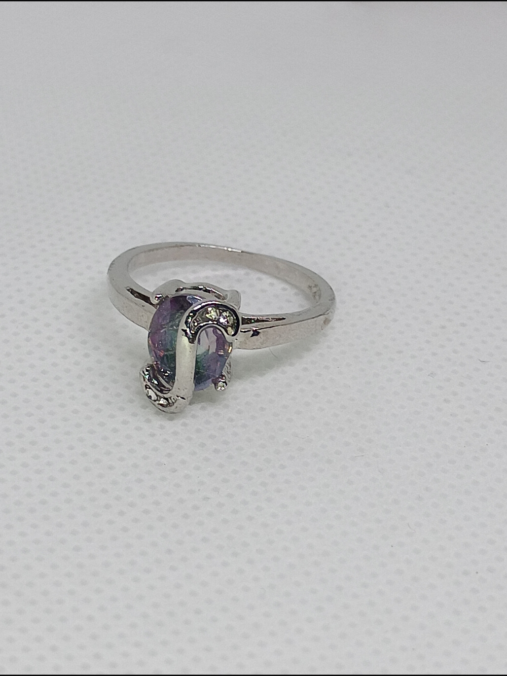 Sterling Silver Mystic Opal Accent Ring - Iridescent